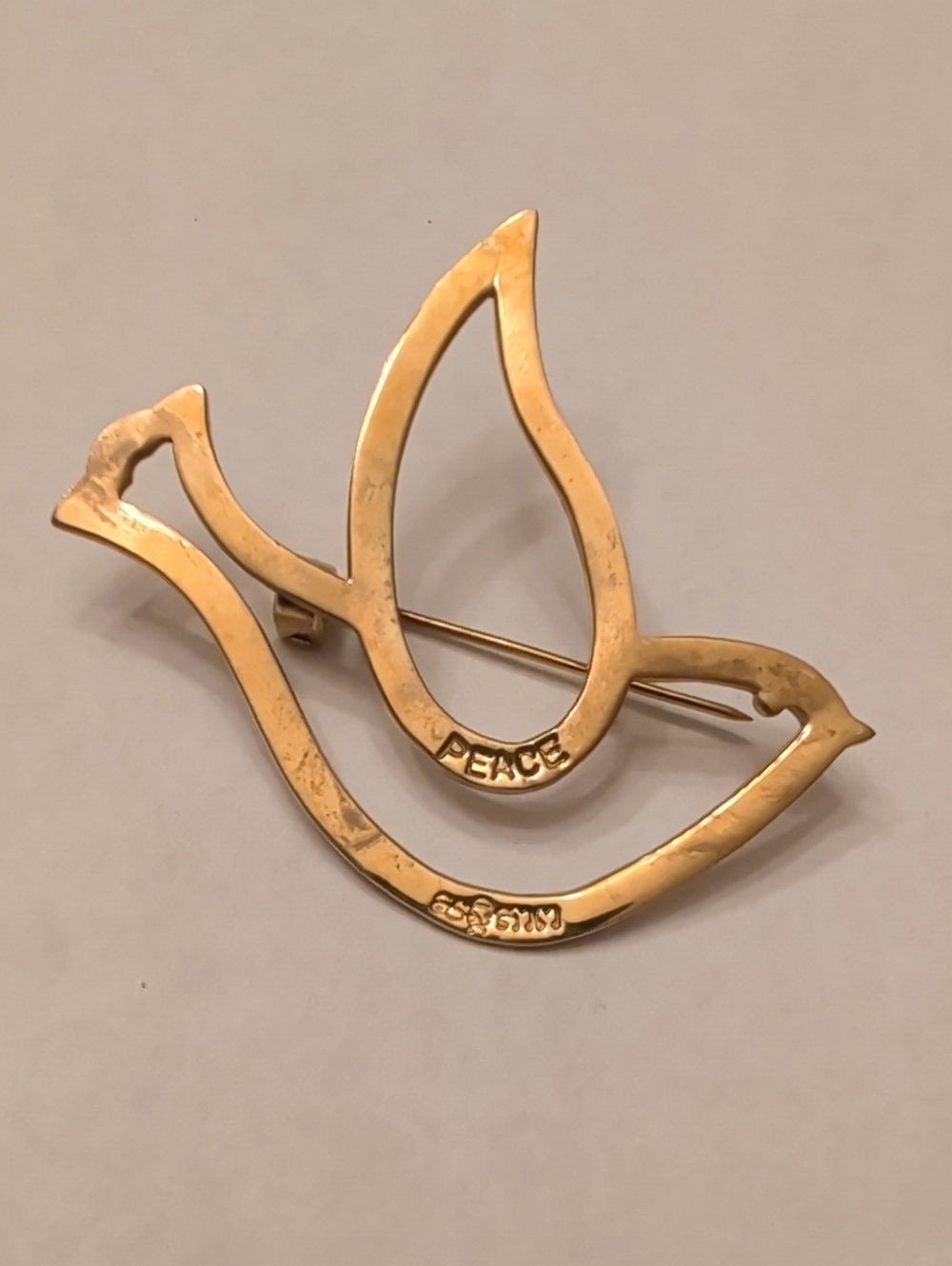 Gold-Tone Dove 'Peace' Brooch - Unbranded